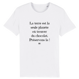 T-Shirt - Pas de Terre Pas de Chocolat - Unisexe - Coton Bio - Cadeau Original - Cadeau Personnalisable - Cadeaux-Positifs.com -XS-Blanc-
