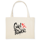 Grand Cabas - Girl Power (Coeur) - Matières recyclées - Cadeau Original - Cadeau Personnalisable - Cadeaux-Positifs.com -Unique-Blanc-