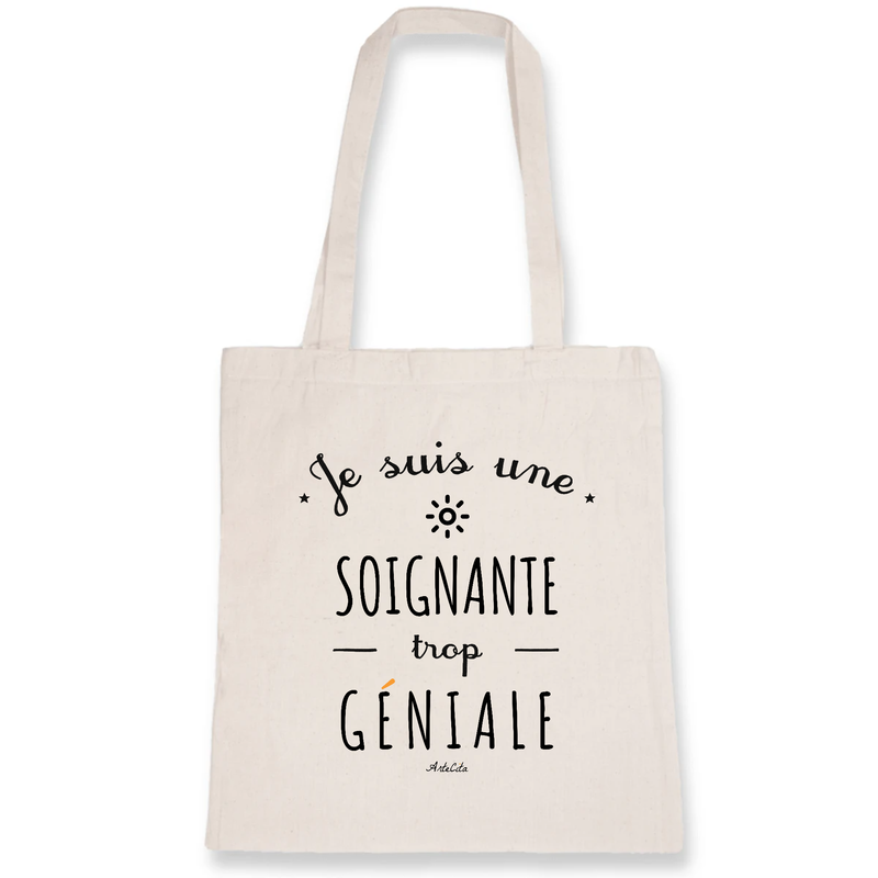 Cadeau anniversaire : Tote Bag - Une Soignante trop Géniale - Coton Bio - Cadeau Original - Cadeau Personnalisable - Cadeaux-Positifs.com -Unique-Blanc-