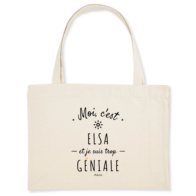 Cadeau anniversaire : Grand Cabas - Elsa est trop Géniale - Cadeau éco-responsable - Cadeau Personnalisable - Cadeaux-Positifs.com -Unique-Blanc-