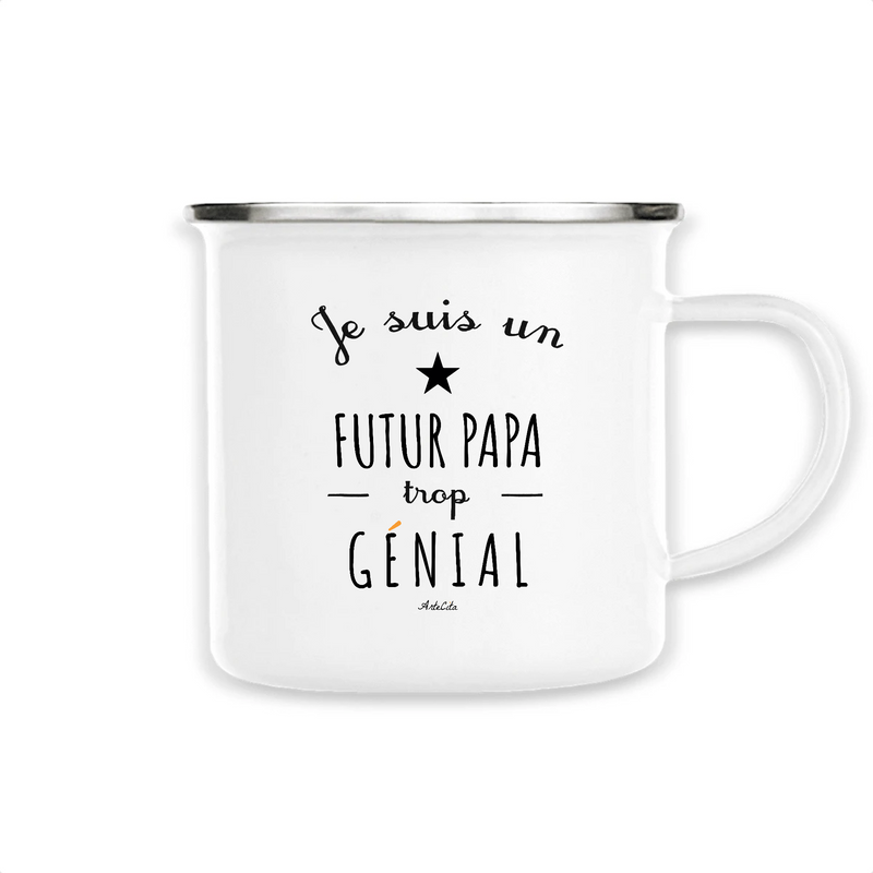 Cadeau anniversaire : Mug - Un Futur Papa trop Génial - Métal émaillé - Cadeau Original - Cadeau Personnalisable - Cadeaux-Positifs.com -Unique-Blanc-