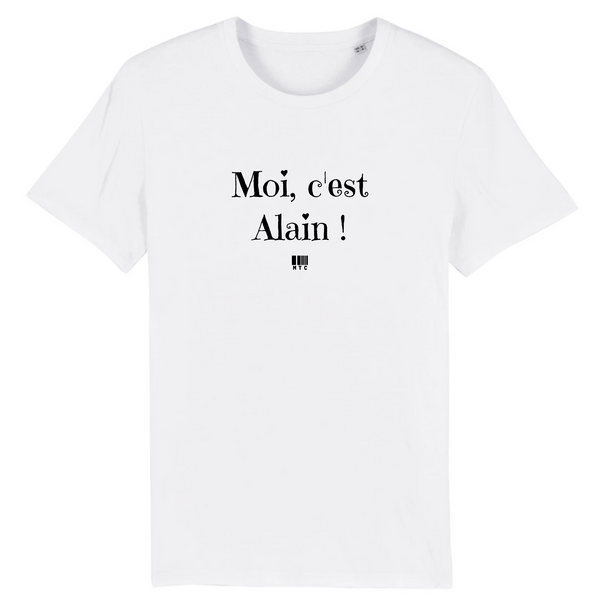 T-Shirt - Moi c'est Alain - Coton Bio - 7 Coloris - Cadeau Original - Cadeau Personnalisable - Cadeaux-Positifs.com -XS-Blanc-