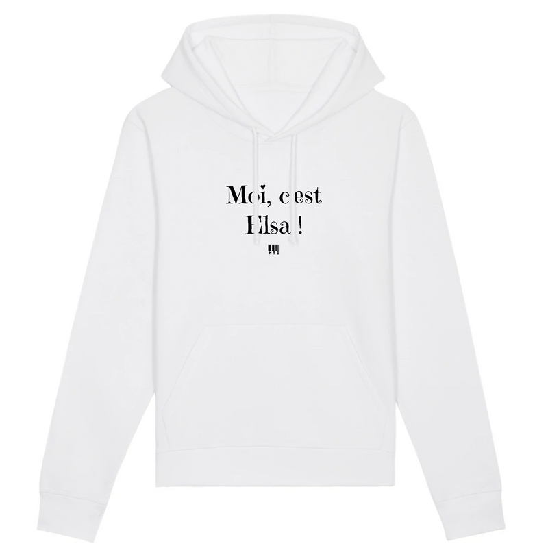 Cadeau anniversaire : Sweat à Capuche - Moi c'est Elsa - Coton Bio - Cadeau Original - Cadeau Personnalisable - Cadeaux-Positifs.com -XS-Blanc-