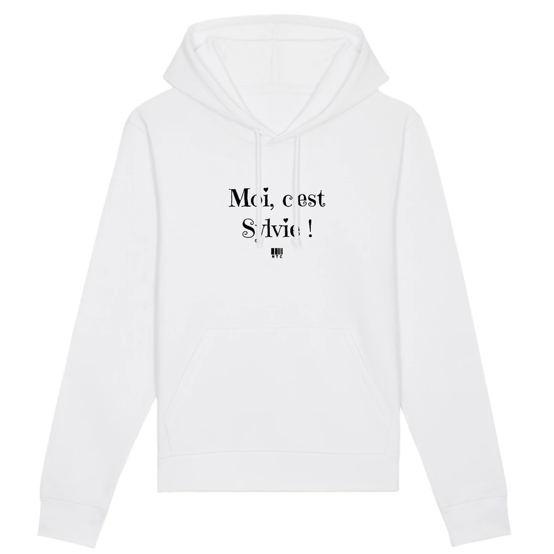 Cadeau anniversaire : Sweat à Capuche - Moi c'est Sylvie - Coton Bio - Cadeau Original - Cadeau Personnalisable - Cadeaux-Positifs.com -XS-Blanc-