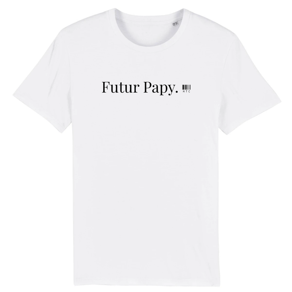 T-Shirt - Futur Papy - Coton Bio - 7 Coloris - Cadeau Original - Cadeau Personnalisable - Cadeaux-Positifs.com -XS-Blanc-