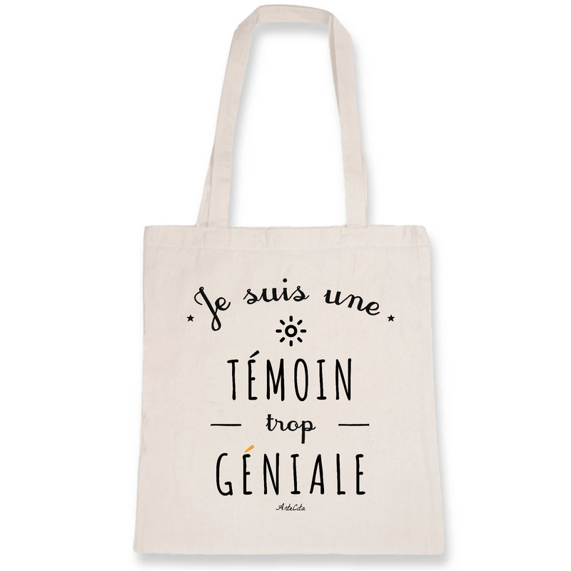 Cadeau anniversaire : Tote Bag - Une Témoin trop Géniale - Coton Bio - Cadeau Original - Cadeau Personnalisable - Cadeaux-Positifs.com -Unique-Blanc-