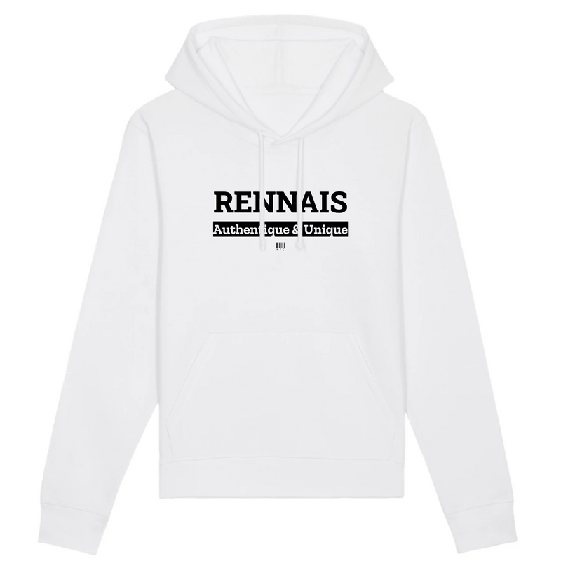 Cadeau anniversaire : Sweat à Capuche - Rennais - Coton Bio - 5 Coloris - Cadeau Original - Cadeau Personnalisable - Cadeaux-Positifs.com -XS-Blanc-