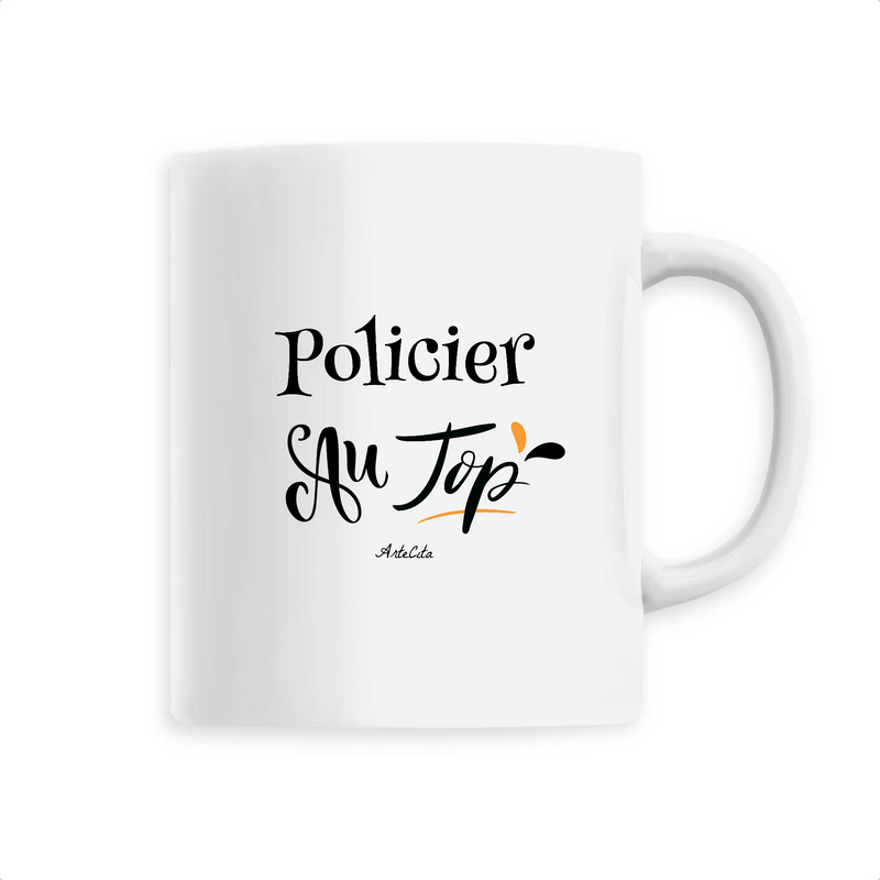 Cadeau anniversaire : Mug - Policier au Top - 6 Coloris - Cadeau Original - Cadeau Personnalisable - Cadeaux-Positifs.com -Unique-Blanc-