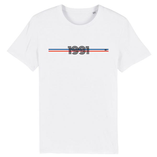 T-Shirt - Année 1991 - Coton Bio - 7 Coloris - Cadeau Original - Cadeau Personnalisable - Cadeaux-Positifs.com -XS-Blanc-