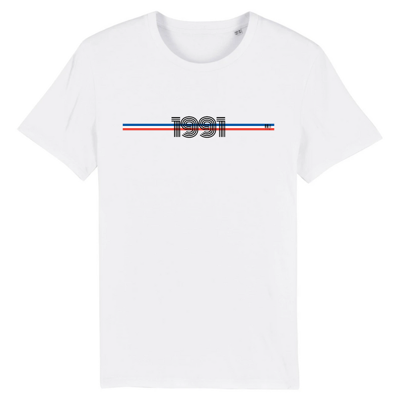 Cadeau anniversaire : T-Shirt - Année 1991 - Coton Bio - 7 Coloris - Cadeau Original - Cadeau Personnalisable - Cadeaux-Positifs.com -XS-Blanc-