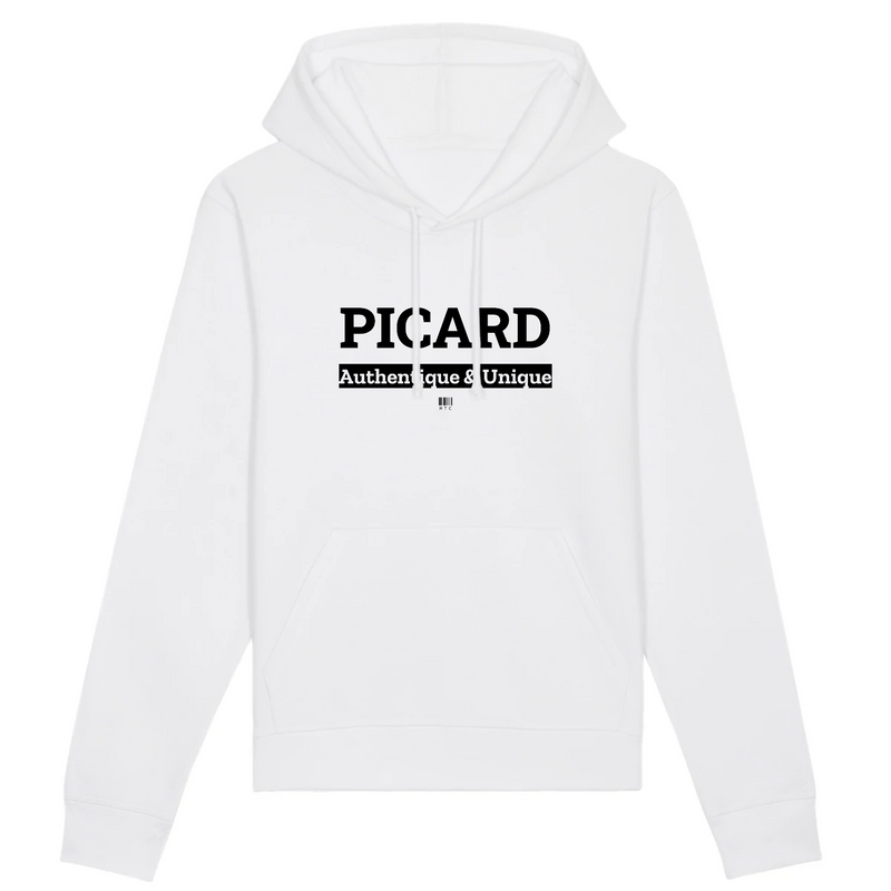 Cadeau anniversaire : Sweat à Capuche - Picard - Coton Bio - 5 Coloris - Cadeau Original - Cadeau Personnalisable - Cadeaux-Positifs.com -XS-Blanc-