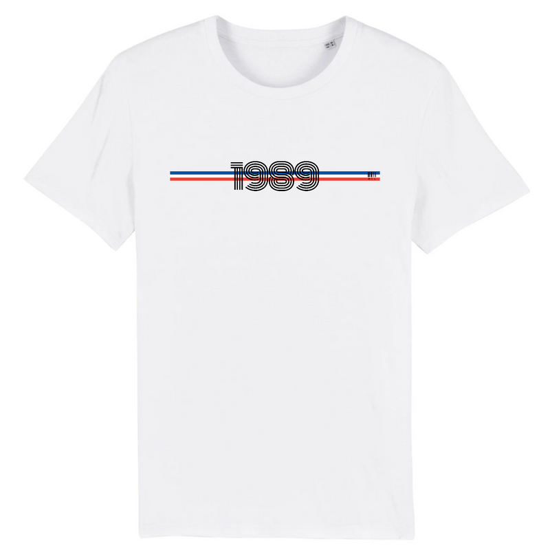 Cadeau anniversaire : T-Shirt - Année 1989 - Coton Bio - 7 Coloris - Cadeau Original - Cadeau Personnalisable - Cadeaux-Positifs.com -XS-Blanc-