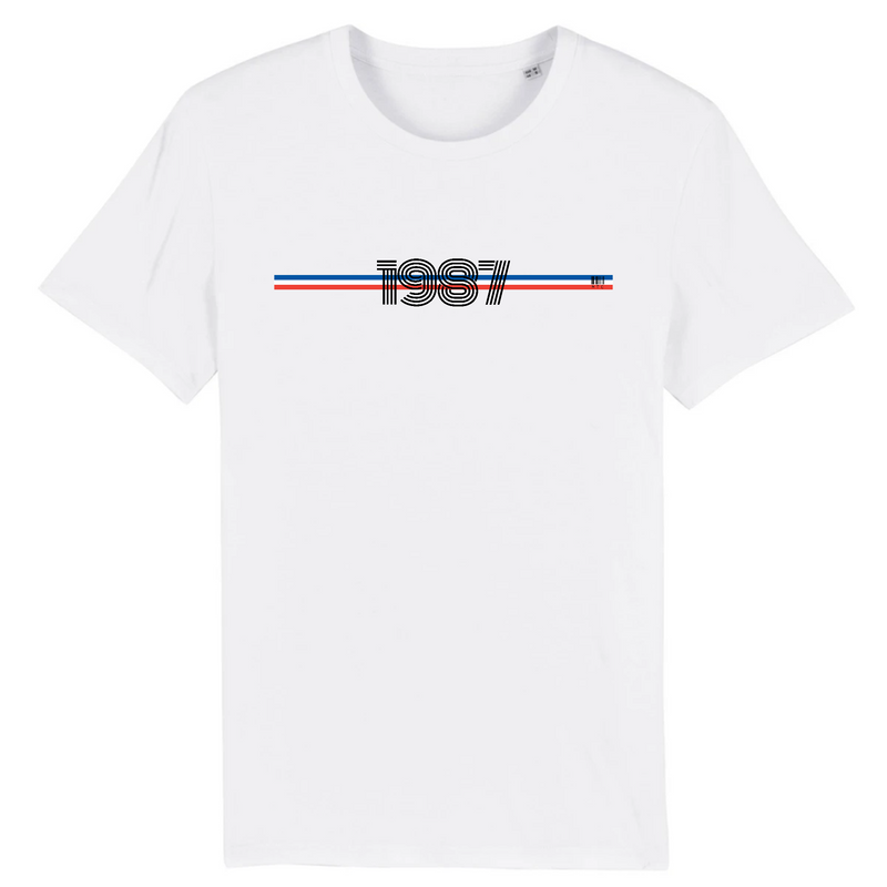 Cadeau anniversaire : T-Shirt - Année 1987 - Coton Bio - 7 Coloris - Cadeau Original - Cadeau Personnalisable - Cadeaux-Positifs.com -XS-Blanc-