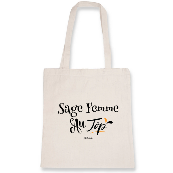 Tote Bag - Sage Femme au Top - Coton Bio - Cadeau Original - Cadeau Personnalisable - Cadeaux-Positifs.com -Unique-Blanc-