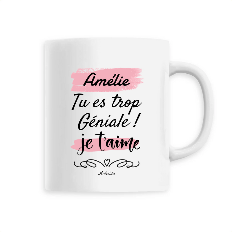Cadeau anniversaire : Mug - Amélie je t'aime - 6 Coloris - Cadeau Tendre & Original - Cadeau Personnalisable - Cadeaux-Positifs.com -Unique-Blanc-