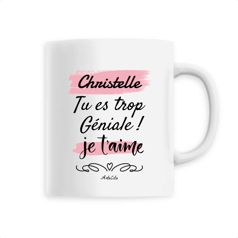 Cadeau anniversaire : Mug - Christelle je t'aime - 6 Coloris - Cadeau Tendre - Cadeau Personnalisable - Cadeaux-Positifs.com -Unique-Blanc-