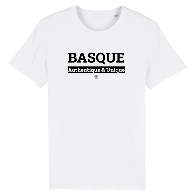Cadeau anniversaire : T-Shirt - Basque - Unisexe - Coton Bio - 7 Coloris - Cadeau Original - Cadeau Personnalisable - Cadeaux-Positifs.com -XS-Blanc-