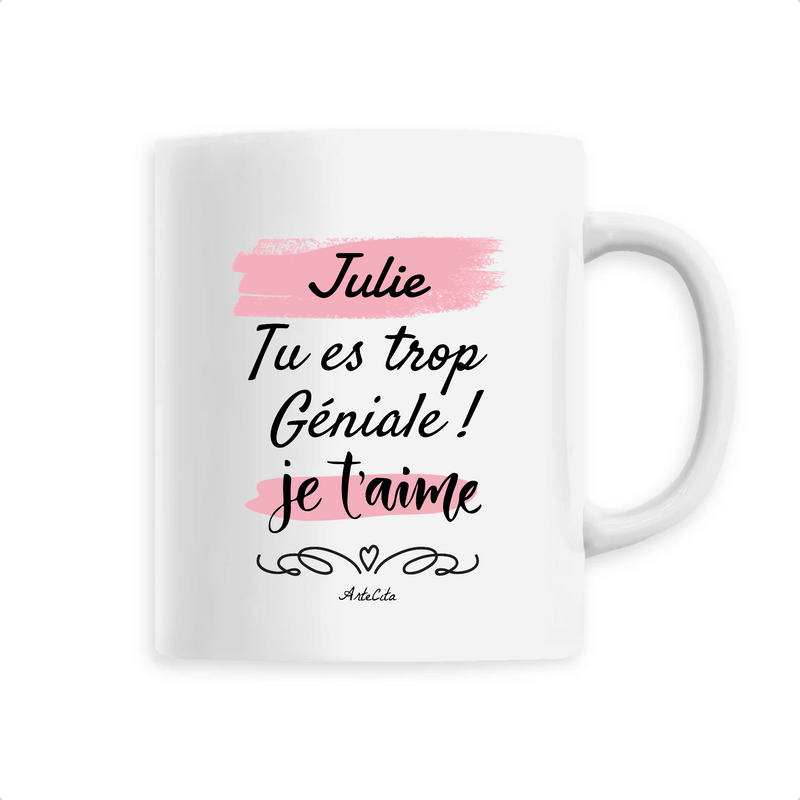 Cadeau anniversaire : Mug - Julie je t'aime - 6 Coloris - Cadeau Tendre & Original - Cadeau Personnalisable - Cadeaux-Positifs.com -Unique-Blanc-