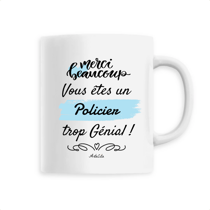 Cadeau anniversaire : Mug - Merci Policier - 6 Coloris - Cadeau Original - Cadeau Personnalisable - Cadeaux-Positifs.com -Unique-Blanc-