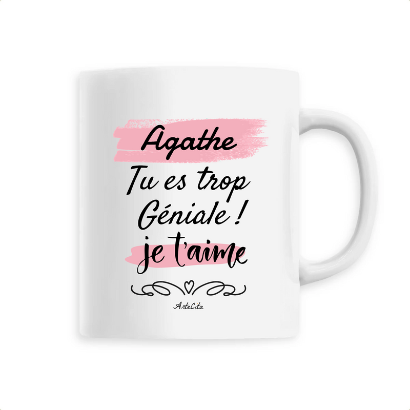 Cadeau anniversaire : Mug - Agathe je t'aime - 6 Coloris - Cadeau Tendre & Original - Cadeau Personnalisable - Cadeaux-Positifs.com -Unique-Blanc-