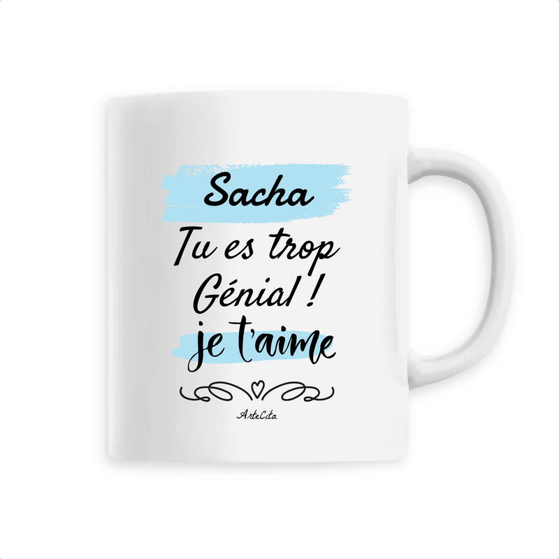 Cadeau anniversaire : Mug - Sacha je t'aime - 6 Coloris - Cadeau Tendre & Original - Cadeau Personnalisable - Cadeaux-Positifs.com -Unique-Blanc-