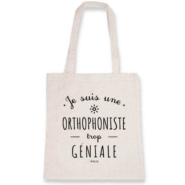 Tote Bag - Une Orthophoniste trop Géniale - Coton Bio - Cadeau Durable - Cadeau Personnalisable - Cadeaux-Positifs.com -Unique-Blanc-