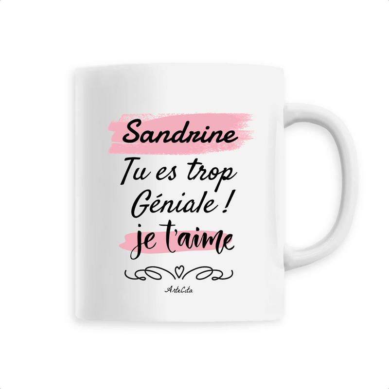 Cadeau anniversaire : Mug - Sandrine je t'aime - 6 Coloris - Cadeau Tendre & Original - Cadeau Personnalisable - Cadeaux-Positifs.com -Unique-Blanc-