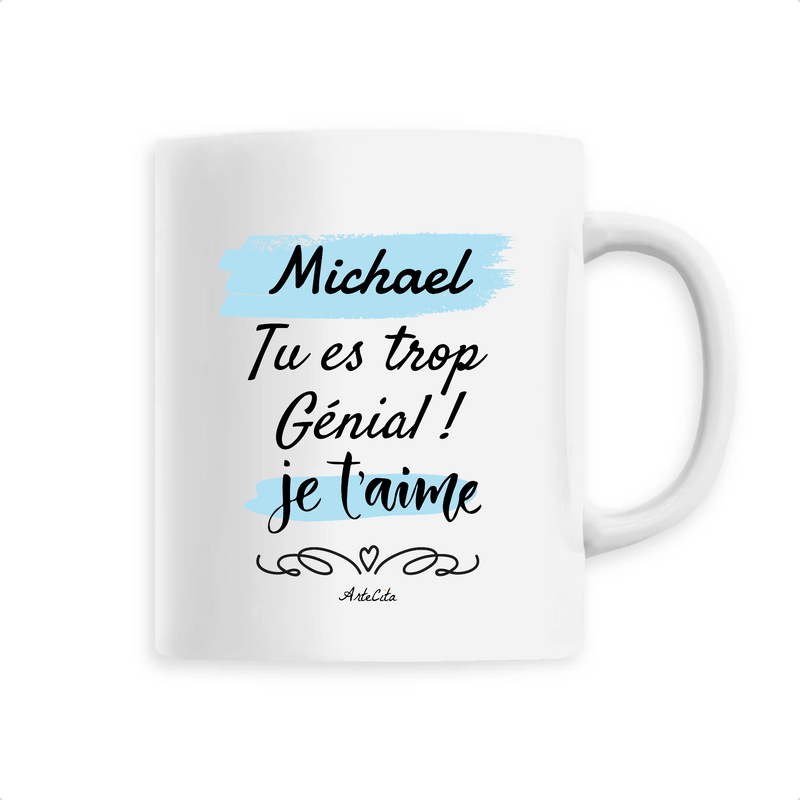Cadeau anniversaire : Mug - Michael je t'aime - 6 Coloris - Cadeau Tendre & Original - Cadeau Personnalisable - Cadeaux-Positifs.com -Unique-Blanc-