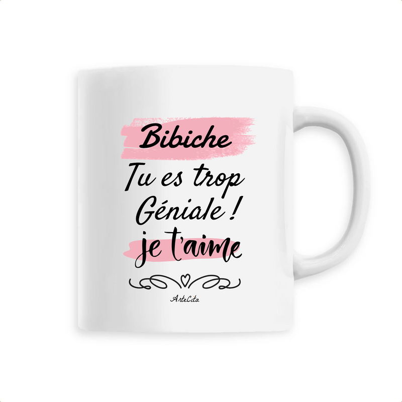 Cadeau anniversaire : Mug - Bibiche je t'aime - 6 Coloris - Cadeau Tendre & Original - Cadeau Personnalisable - Cadeaux-Positifs.com -Unique-Blanc-