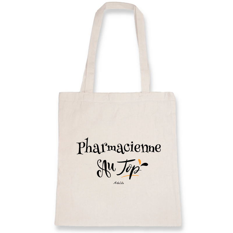 Cadeau anniversaire : Tote Bag - Pharmacienne au Top - Coton Bio - Cadeau Original - Cadeau Personnalisable - Cadeaux-Positifs.com -Unique-Blanc-