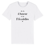 T-Shirt - Amour et Fricadelles - Unisexe - Coton Bio - Cadeau Original - Cadeau Personnalisable - Cadeaux-Positifs.com -XS-Blanc-