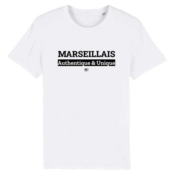 T-Shirt - Marseillais - Coton Bio - 7 Coloris - Cadeau Original - Cadeau Personnalisable - Cadeaux-Positifs.com -XS-Blanc-
