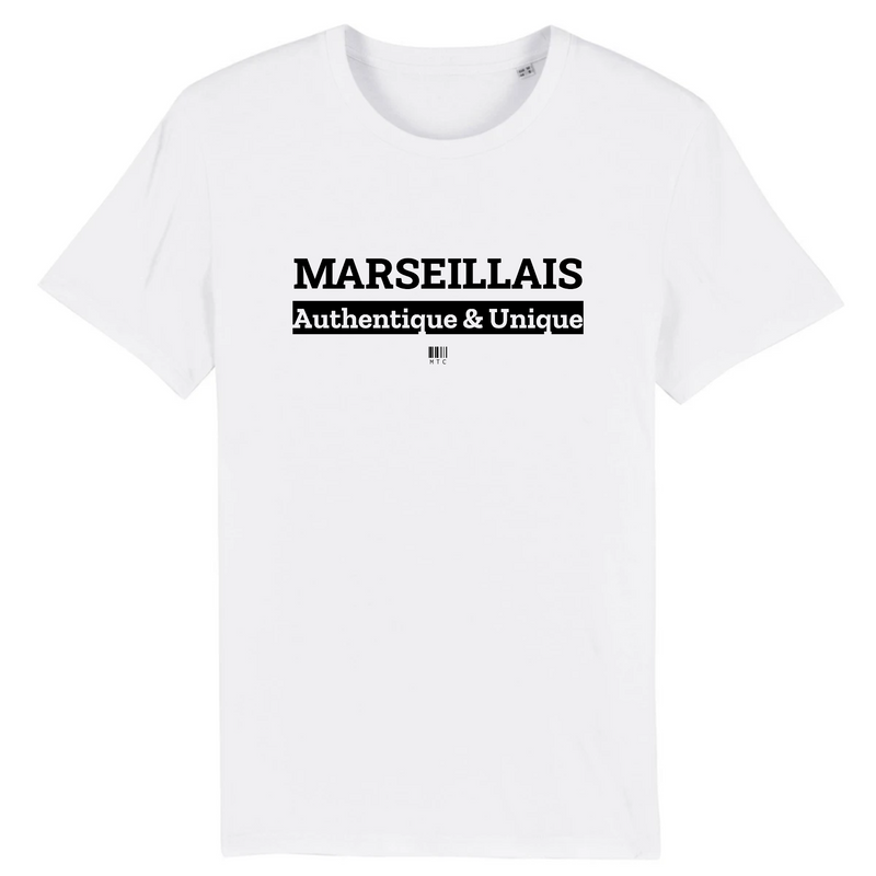 Cadeau anniversaire : T-Shirt - Marseillais - Coton Bio - 7 Coloris - Cadeau Original - Cadeau Personnalisable - Cadeaux-Positifs.com -XS-Blanc-