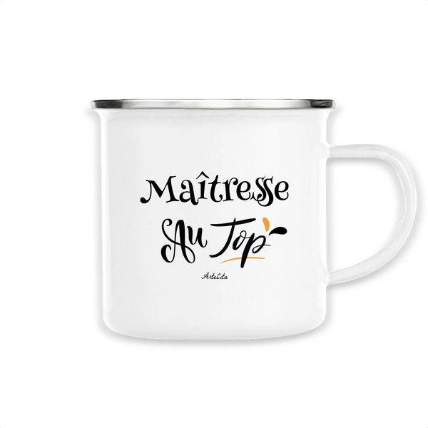 Mug - Maîtresse au Top - Métal émaillé - Cadeau Original - Cadeau Personnalisable - Cadeaux-Positifs.com -Unique-Blanc-