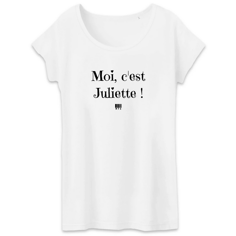 Cadeau anniversaire : T-Shirt - Moi c'est Juliette - Coton Bio - 3 Coloris - Cadeau Original - Cadeau Personnalisable - Cadeaux-Positifs.com -XS-Blanc-