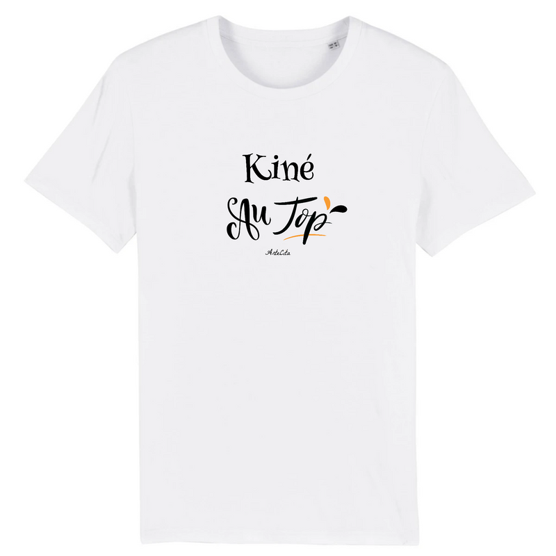 Cadeau anniversaire : T-Shirt - Kiné au Top - Homme - Coton Bio - Cadeau Original - Cadeau Personnalisable - Cadeaux-Positifs.com -XS-Blanc-