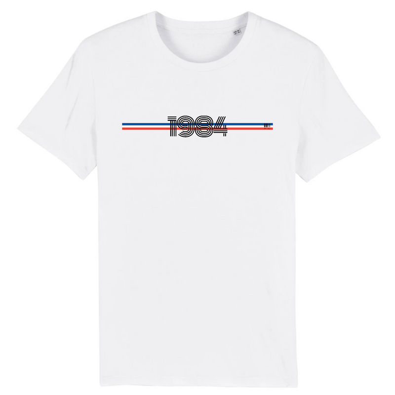 Cadeau anniversaire : T-Shirt - Année 1984 - Coton Bio - 7 Coloris - Cadeau Original - Cadeau Personnalisable - Cadeaux-Positifs.com -XS-Blanc-