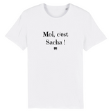 T-Shirt - Moi c'est Sacha - Coton Bio - 7 Coloris - Cadeau Original - Cadeau Personnalisable - Cadeaux-Positifs.com -XS-Blanc-