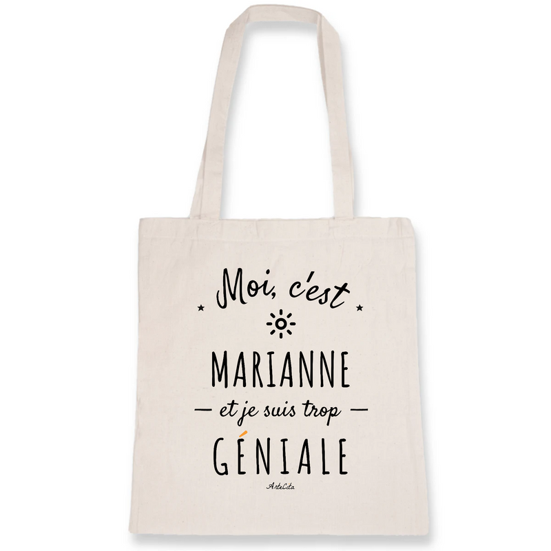 Cadeau anniversaire : Tote Bag - Marianne est trop Géniale - Coton Bio - Cadeau Original - Cadeau Personnalisable - Cadeaux-Positifs.com -Unique-Blanc-