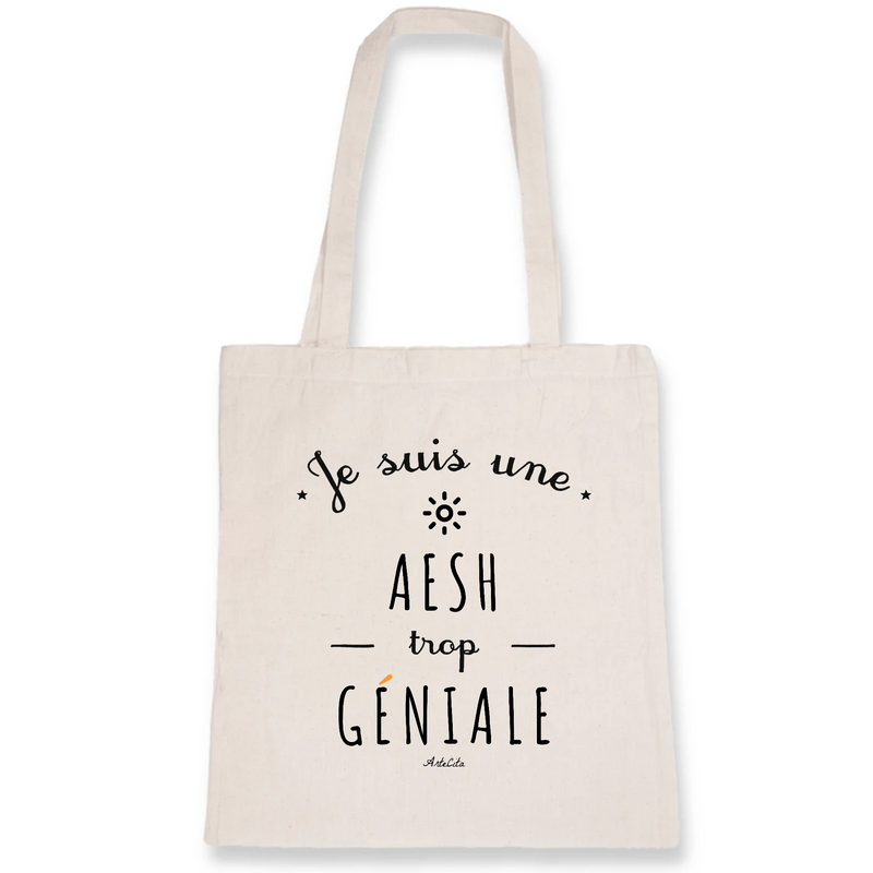 Cadeau anniversaire : Tote Bag - Une AESH trop Géniale - Coton Bio - Cadeau Original - Cadeau Personnalisable - Cadeaux-Positifs.com -Unique-Blanc-