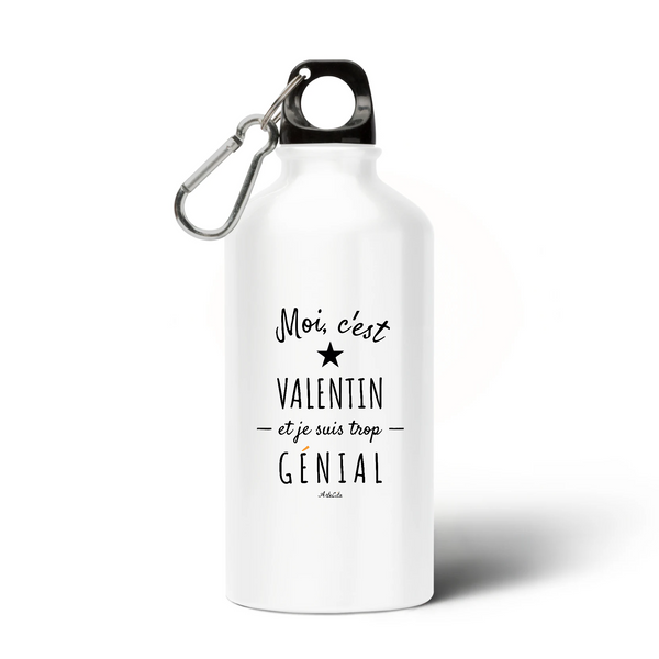 Gourde - Valentin est trop Génial - Alu sans BPA - Cadeau Original - Cadeau Personnalisable - Cadeaux-Positifs.com -Unique-Blanc-