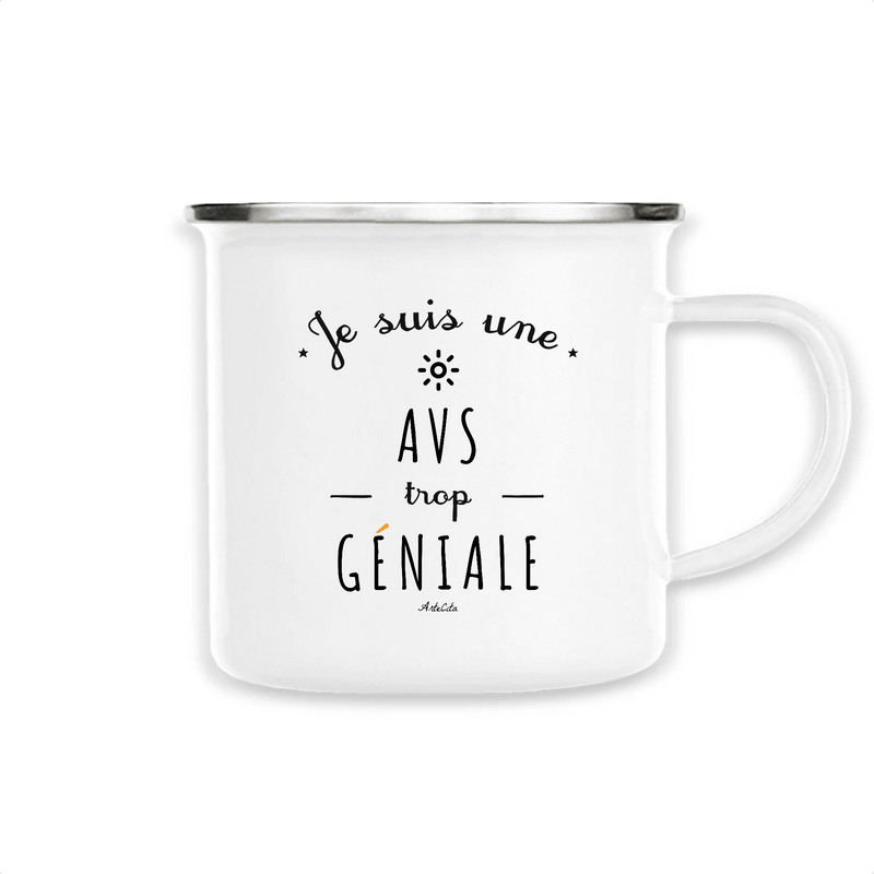 Cadeau anniversaire : Mug - Une AVS trop Géniale - Métal émaillé - Cadeau Original - Cadeau Personnalisable - Cadeaux-Positifs.com -Unique-Blanc-