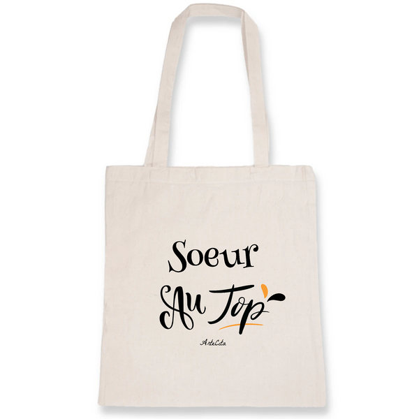 Tote Bag - Soeur au Top - Coton Bio - Cadeau Original - Cadeau Personnalisable - Cadeaux-Positifs.com -Unique-Blanc-