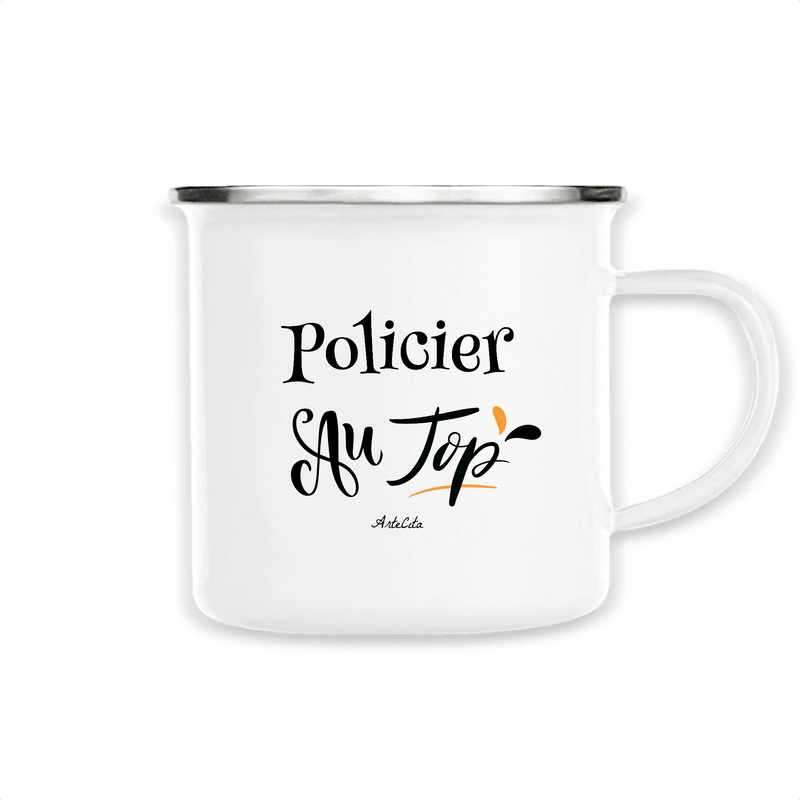 Cadeau anniversaire : Mug - Policier au Top - Métal émaillé - Cadeau Original - Cadeau Personnalisable - Cadeaux-Positifs.com -Unique-Blanc-