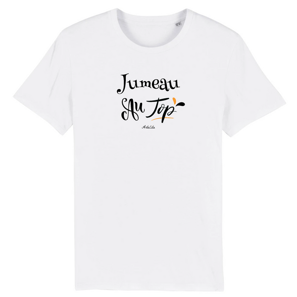 T-Shirt - Jumeau au Top - Coton Bio - Cadeau Original - Cadeau Personnalisable - Cadeaux-Positifs.com -XS-Blanc-