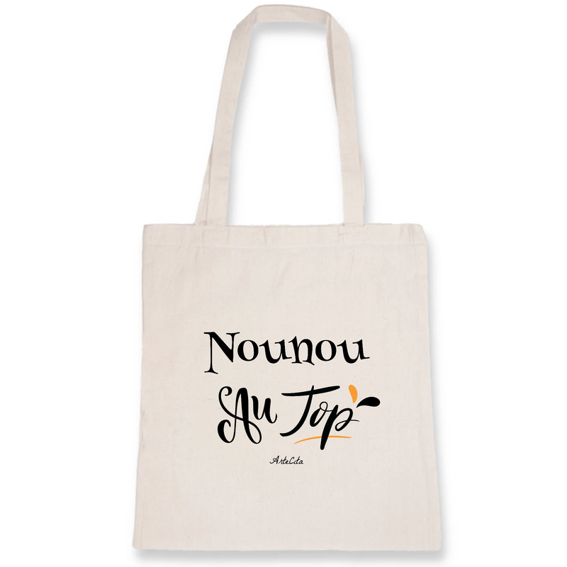 Cadeau anniversaire : Tote Bag - Nounou au Top - Coton Bio - Cadeau Original - Cadeau Personnalisable - Cadeaux-Positifs.com -Unique-Blanc-