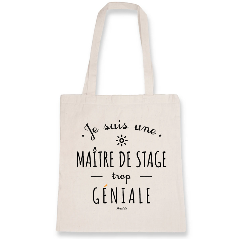 Cadeau anniversaire : Tote Bag - Une Maître de Stage trop Géniale - Coton Bio - Cadeau Original - Cadeau Personnalisable - Cadeaux-Positifs.com -Unique-Blanc-