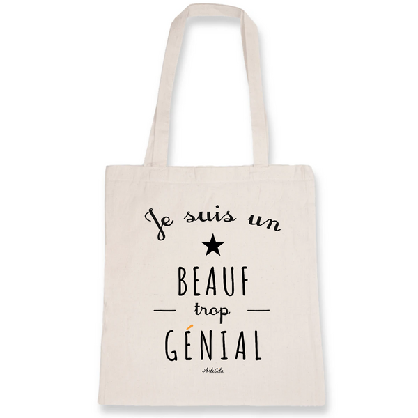 Tote Bag - Un Beauf trop Génial - Coton Bio - Cadeau Original - Cadeau Personnalisable - Cadeaux-Positifs.com -Unique-Blanc-