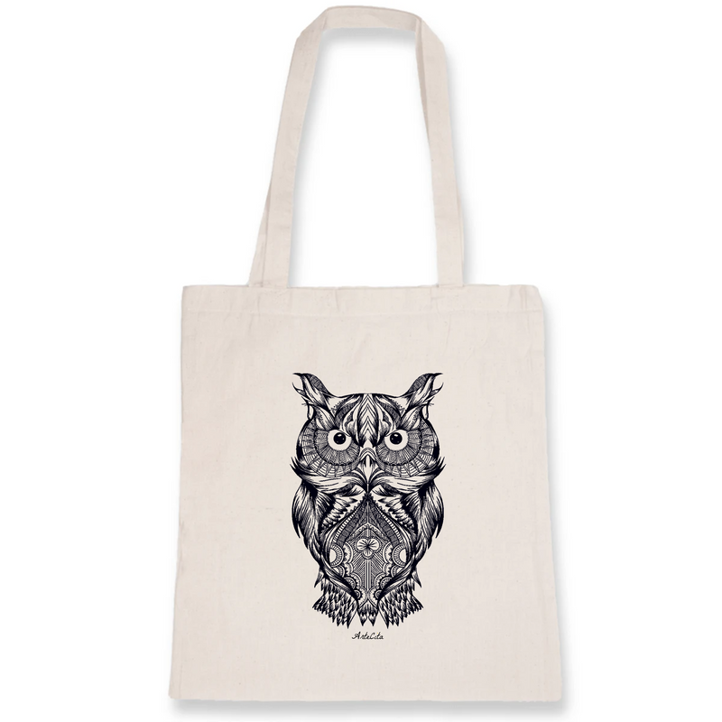 Cadeau anniversaire : Tote Bag - Chouette Ethnique - Coton Bio - Cadeau Original - Cadeau Personnalisable - Cadeaux-Positifs.com -Unique-Blanc-