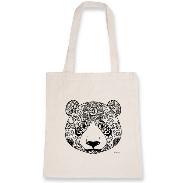 Tote Bag - Panda Ethnique - Coton Bio - Cadeau Original - Cadeau Personnalisable - Cadeaux-Positifs.com -Unique-Blanc-